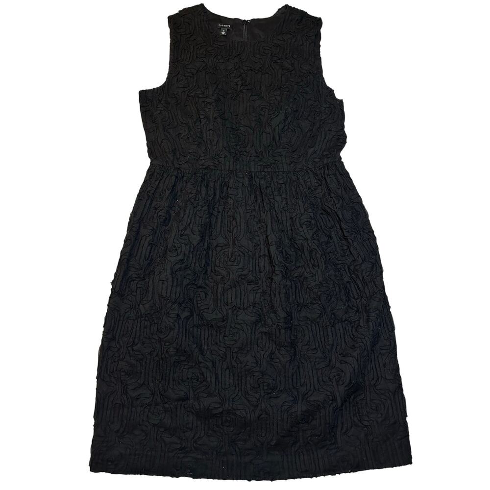 Talbots Embroidered Flower Dress Textured Cotton Lined Party Career Size 10 - Picture 3 of 7